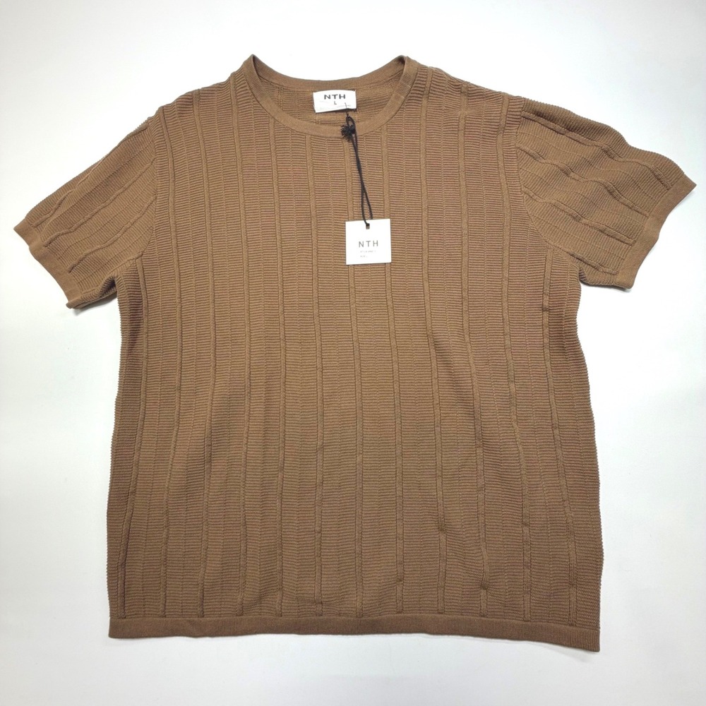 NTH Nelson Ribbed Fitted Knitted Tee Chocolate Brown Womens‎ Large NWT